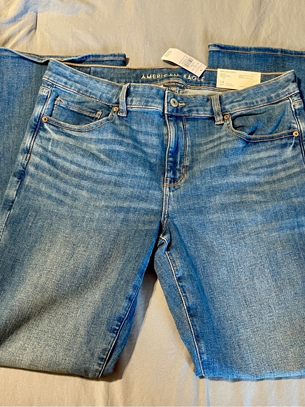 American Eagle Outfitters Women's Kick Boot Blue Mid-Rise Stretch Jeans
